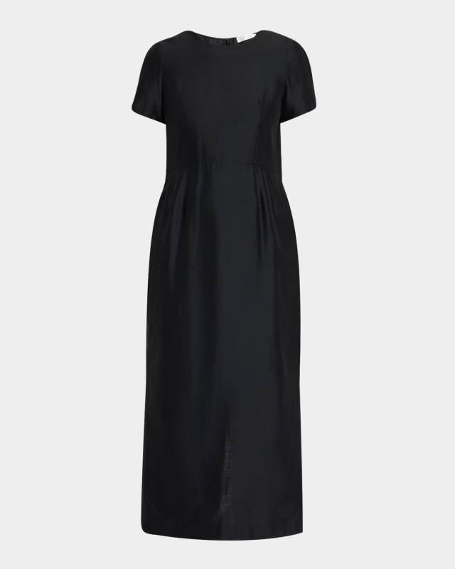 Edmonia Short-Sleeve Cotton-Silk Midi Dress